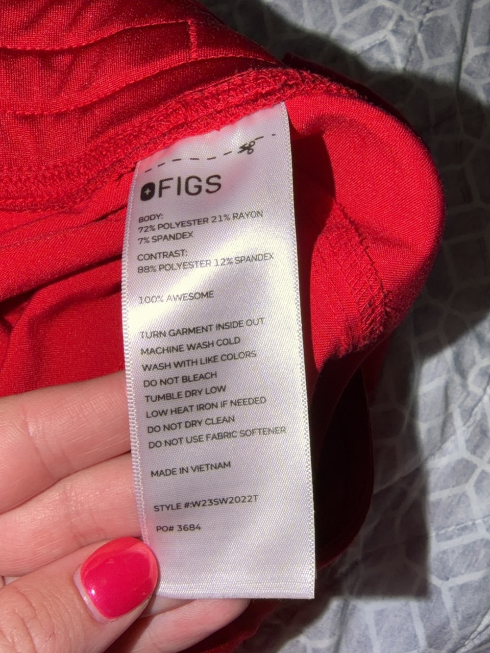 Figs Red Drawstring Kade Scrub Pants size L-tall - Picture 2 of 5